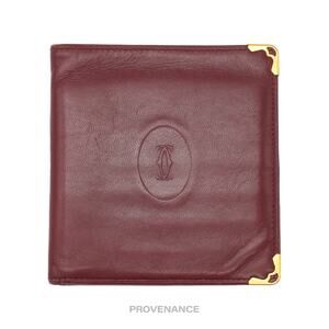 🔴 Cartier 10CC Bifold Wallet - Burgundy Calfskin Leather